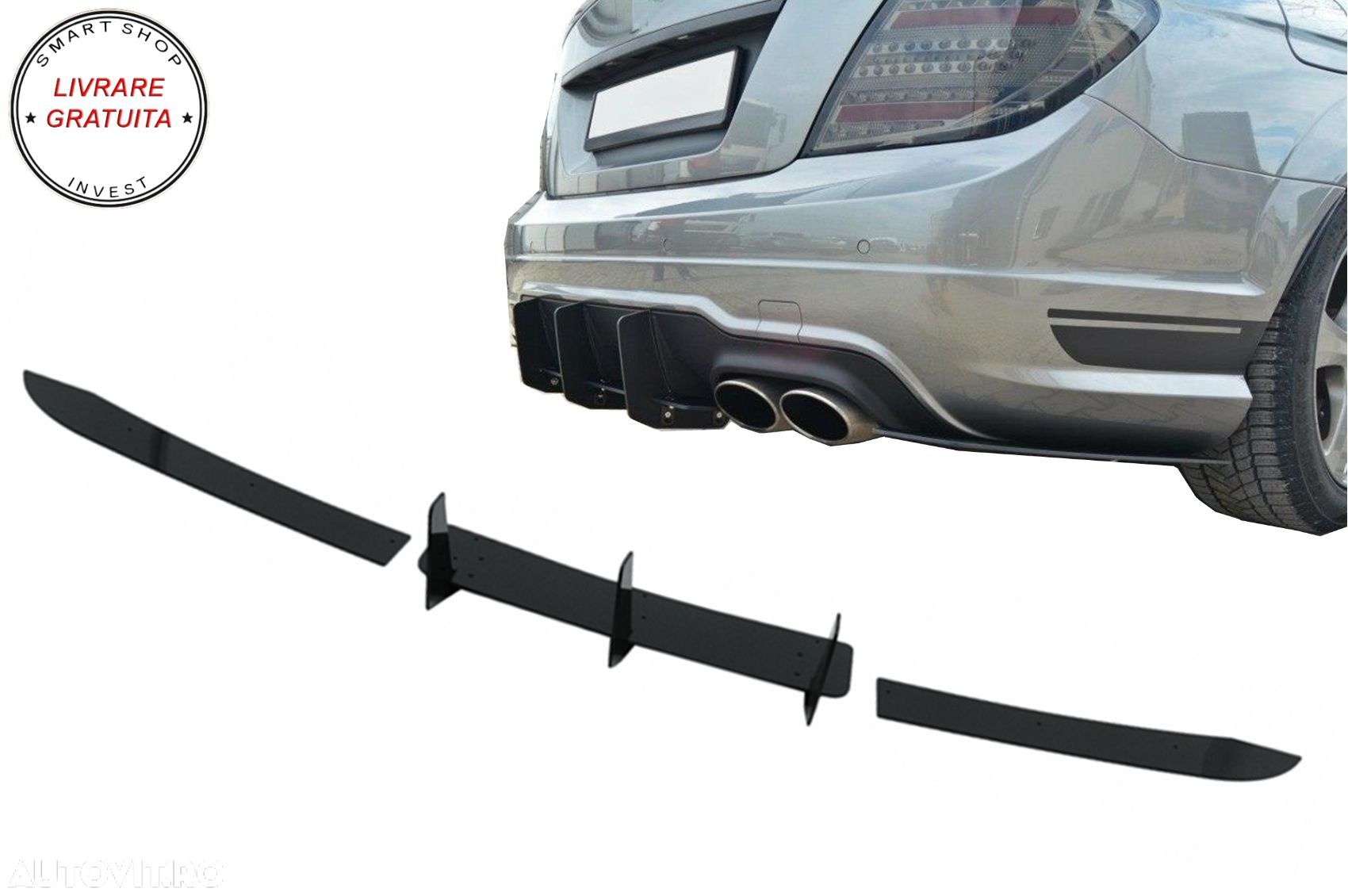 Extensie Difuzor Bara Spate Mercedes C-Class W204 C204 Limousine Coupe (2012-2014)- livrare gratuita - 1