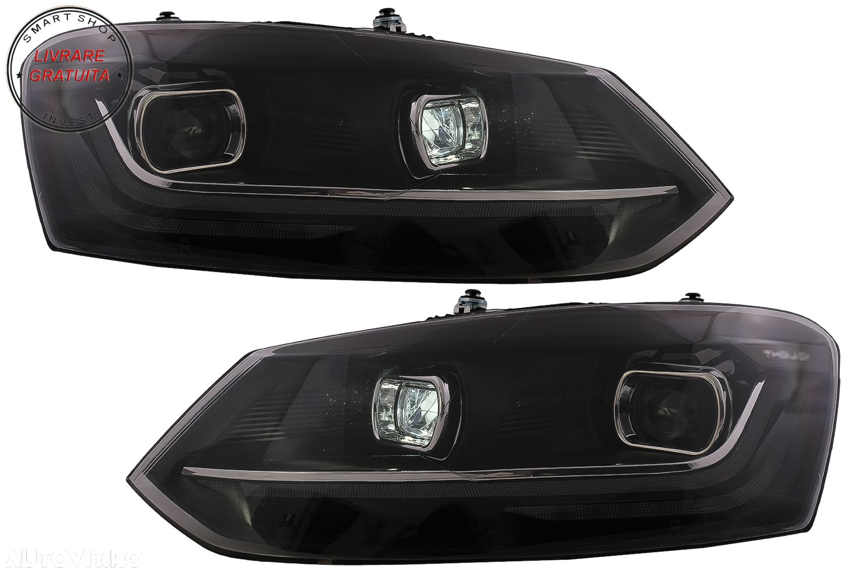 Pachet Exterior cu Faruri si Stopuri VW Polo 6R 6C (2009-2017) R-Line Design Semna- livrare gratuita - 9