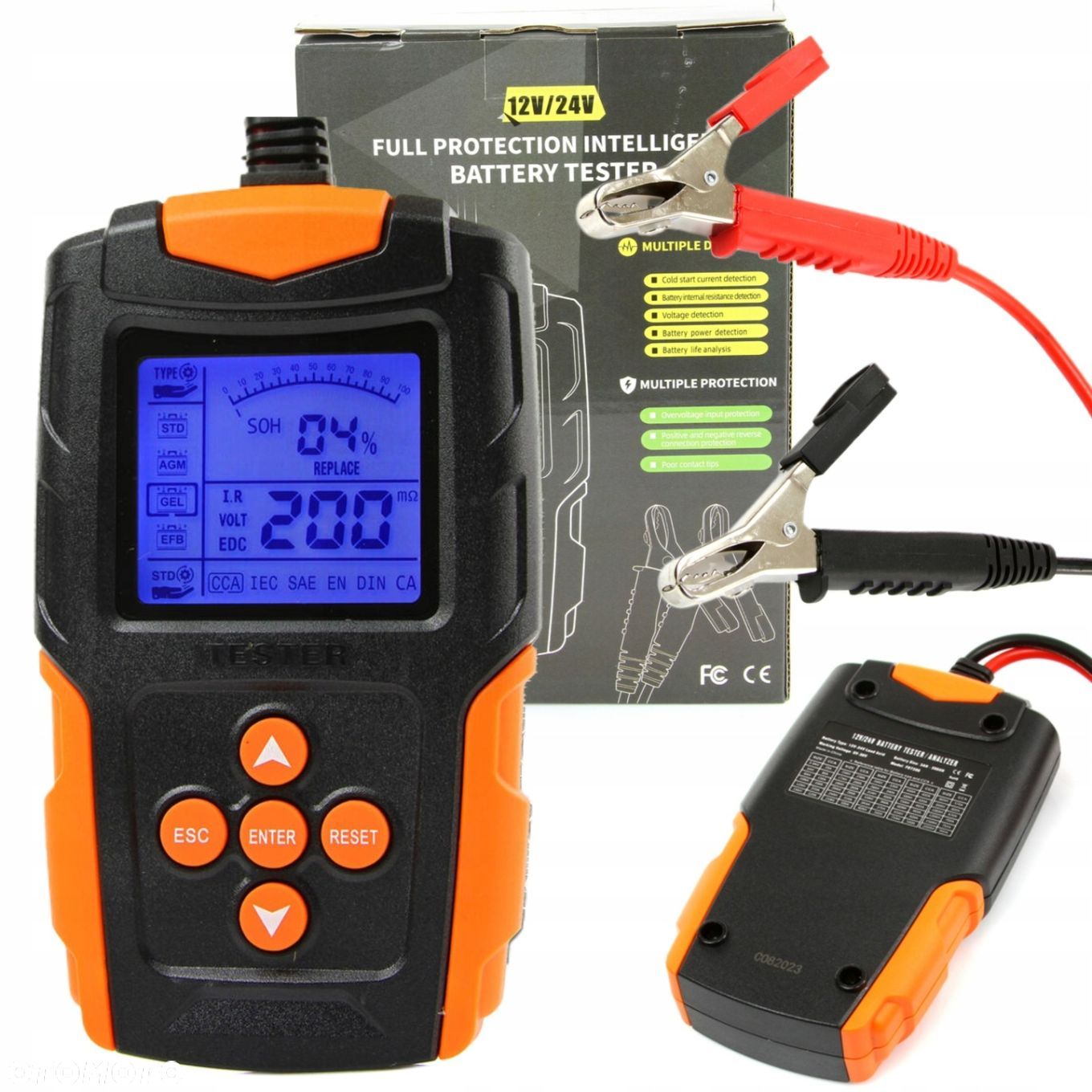 CYFROWY TESTER DO AKUMULATORÓW BATERII 12V 24V UNIWERSALNY 3Ah - 200Ah - 1