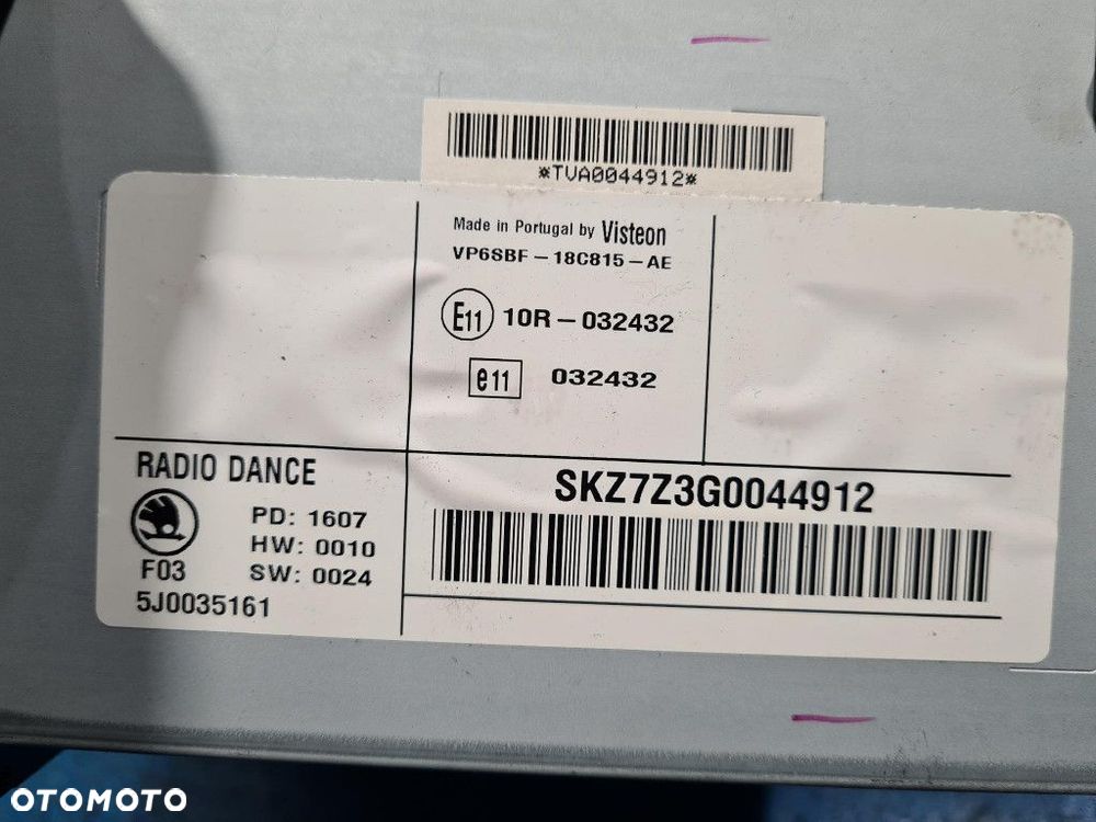 SKODA ROOMSTER RADIO 5J0035161 - 5
