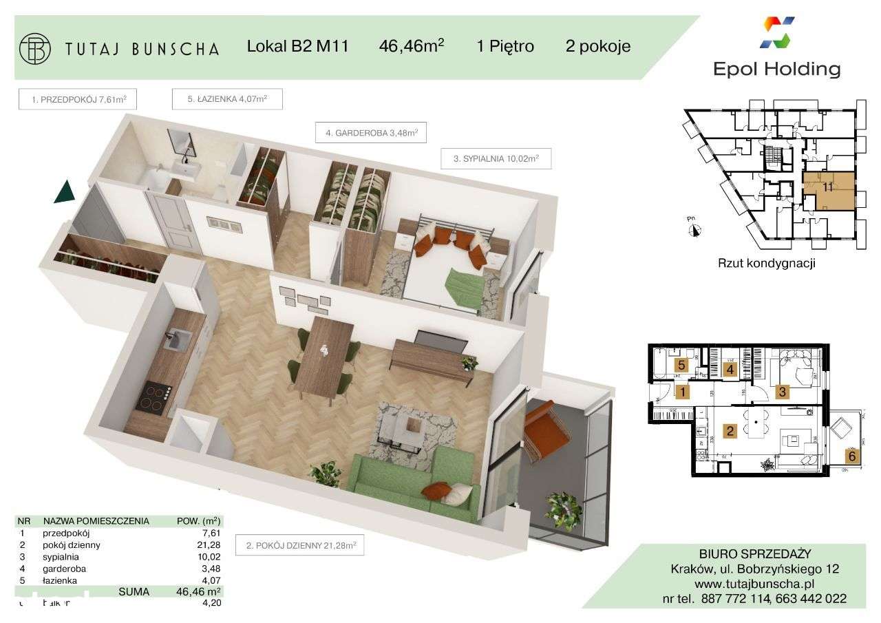 2-pokojowe mieszkanie 46 m2 + balkon 4 m2, Bezpośrednio