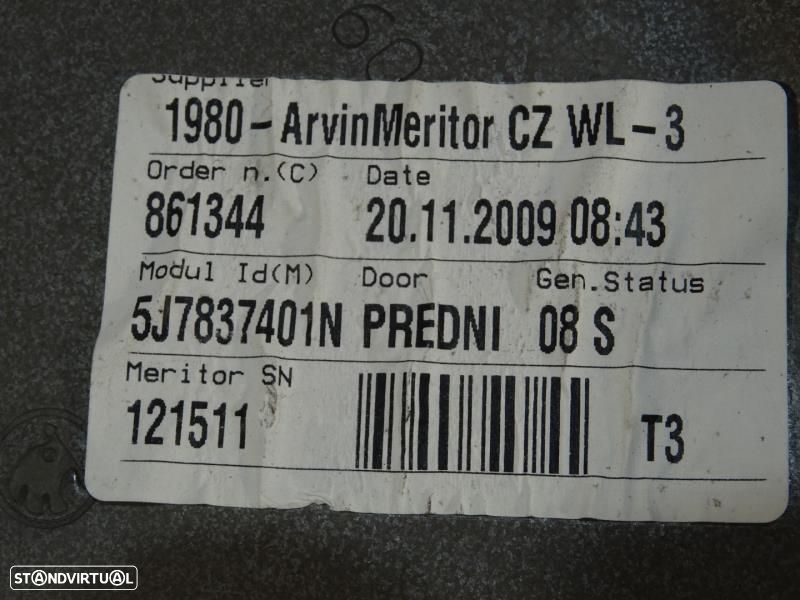 Elevador De Vidro Frente Esquerdo Skoda Roomster (5J)  5J7837401n / 5J - 5