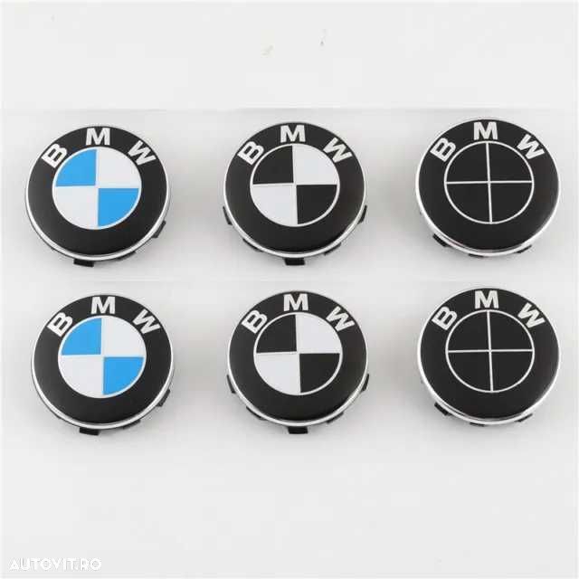 Capace Roti Sigle Embleme Jante BMW ALB NEGRU / Full Negru 56MM/68MM - 1