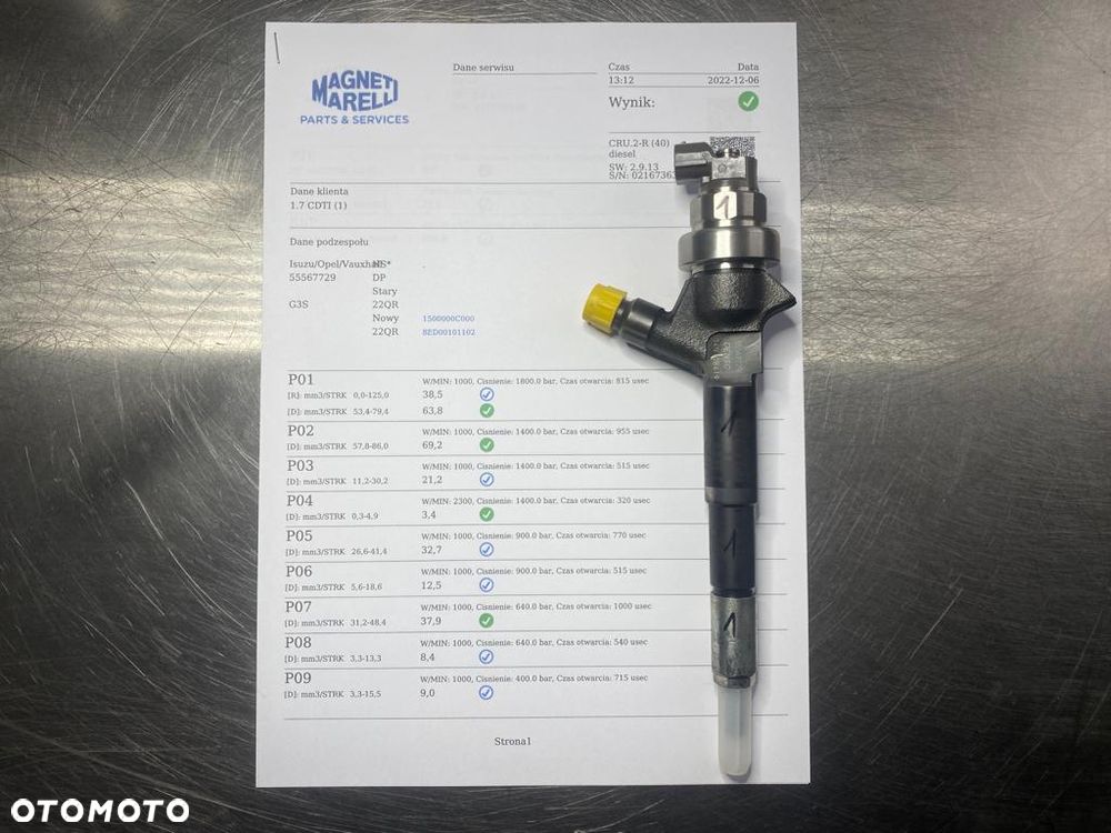 WTRYSKIWACZ TEST 1.7 CDTI 55567729 WTRYSK SPRAWDZONE IMA OPEL MOKKA ASTRA MERIVA ZAFIRA - 1