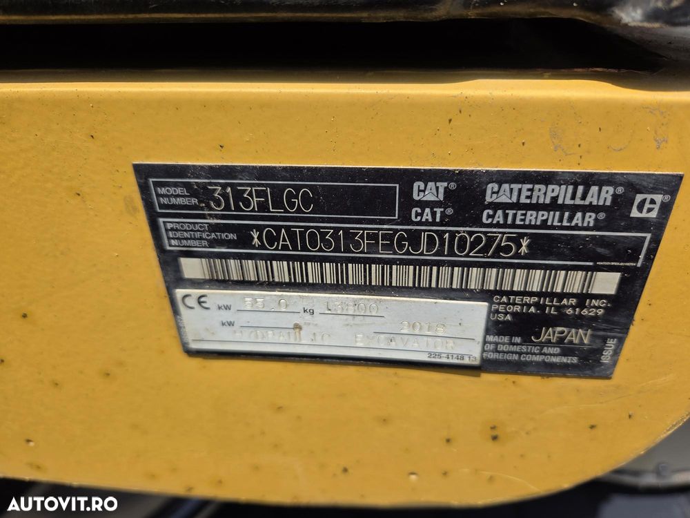 Caterpillar CAT 313F, 2018, 3.980h, CUPLA RAPIDA hidr, cupa NOUA, instalatia picon pe brate, camera spate, camera dreapta, motor CAT 115CP, posbilitate leasing 3 ani, STARE FOARTE BUNA produs in Japonia, PROMOTIE 59.900 EUR+Tva - 17