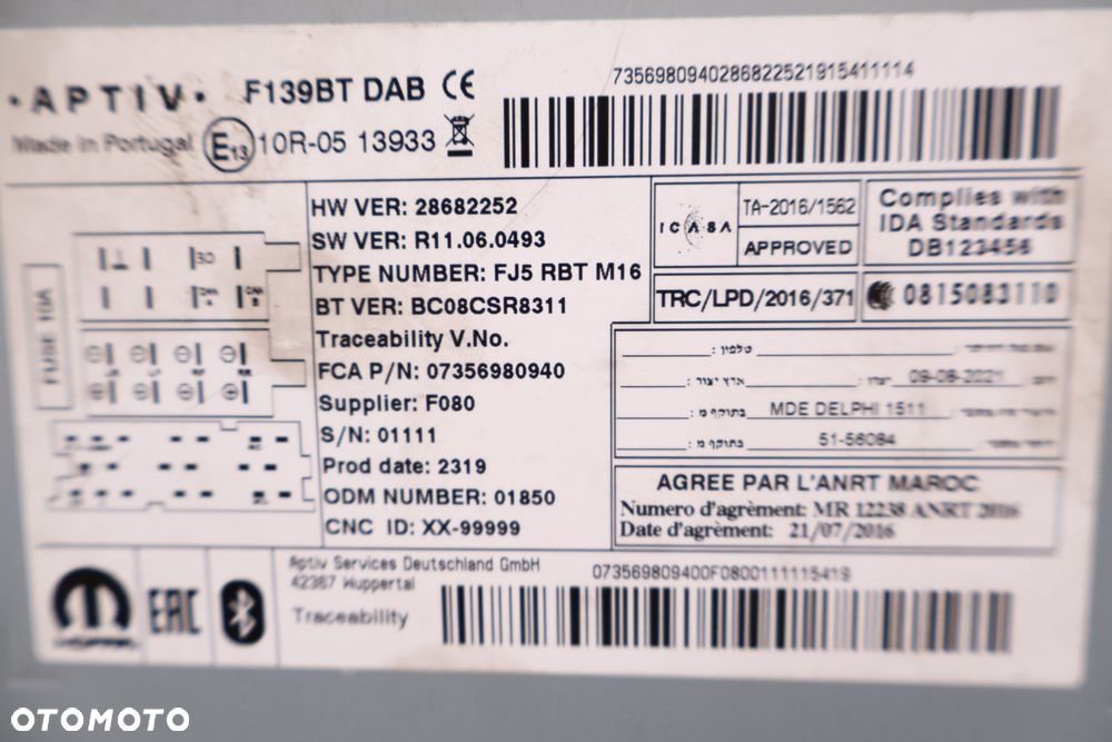 FIAT PANDA III RADIO '07356980940 - 6