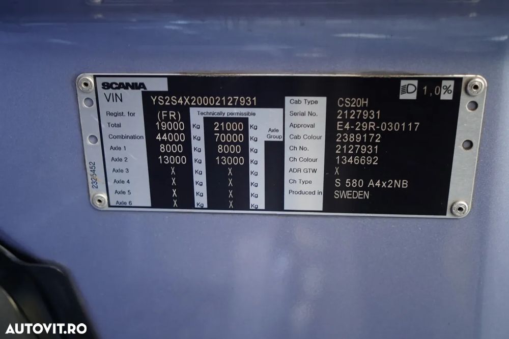 Scania S 580 / V8 / EDIȚIE LIMITATĂ ORIGINALĂ / NR. 010 / RETARDER / I-PARK COOL / AER COMPLET MATIC / PIELE / EXPRESS / - 38