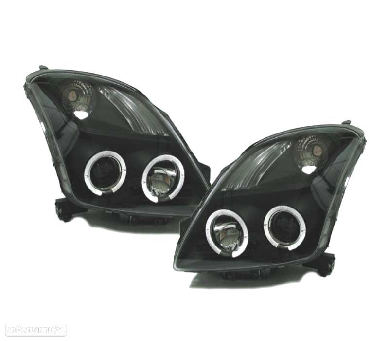 FARÓIS ANGEL EYES SUZUKI SWIFT 05-10 PRETO - 1