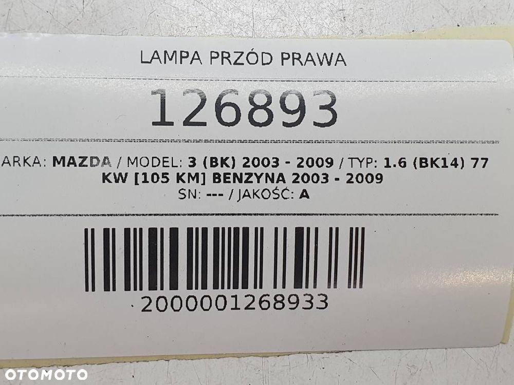 LAMPA PRZÓD PRZEDNIA PRAWA XENON MAZDA 3 BK EU - 11