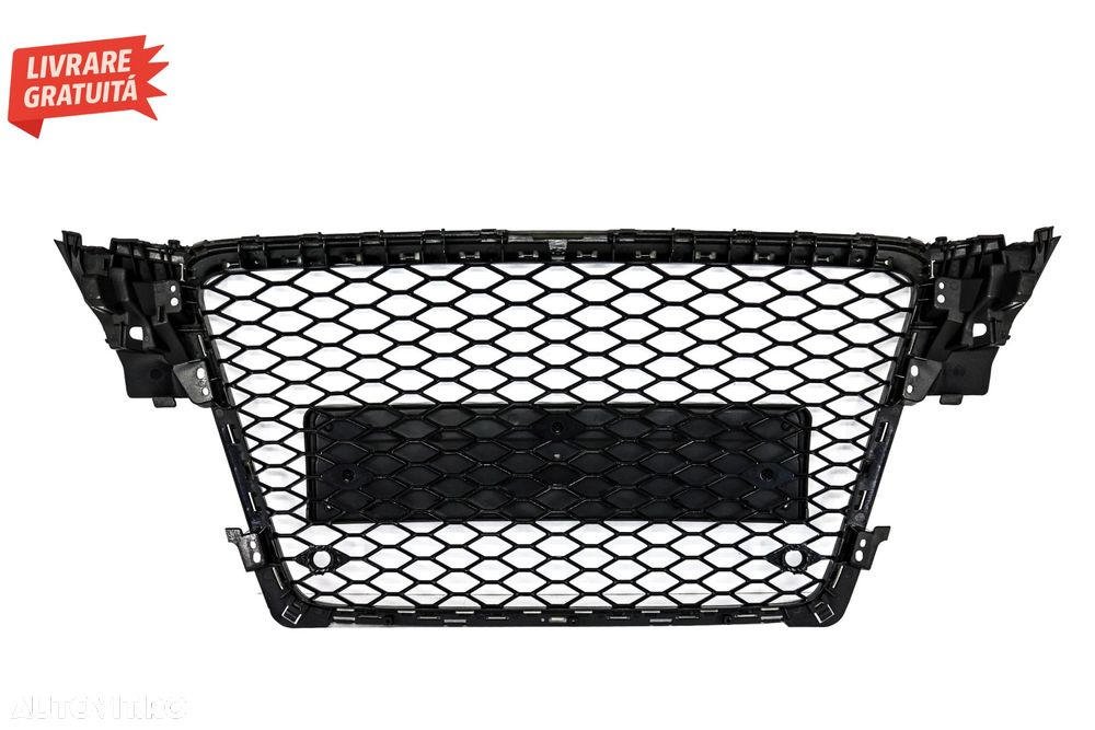 Grila Centrala Fara Emblema Audi A4 B8 (2008-2011) RS4 Design Negru Lucios- livrare gratuita - 4
