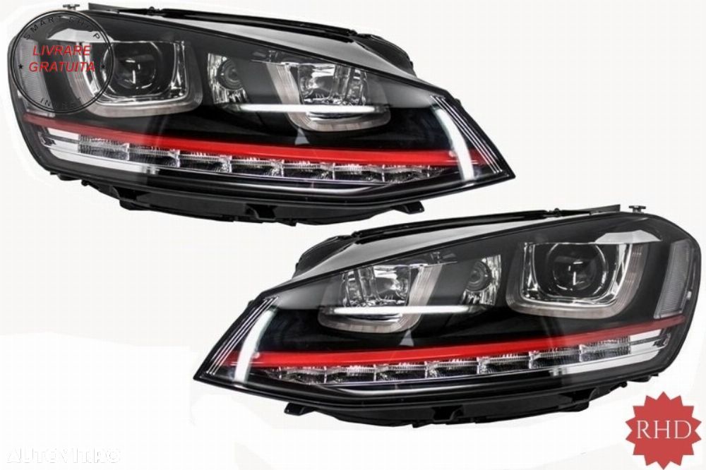 RHD Faruri 3D LED VW Golf 7 VII (2012-2017) R20 GTI Design Semnal Dinamic LED- livrare gratuita - 1