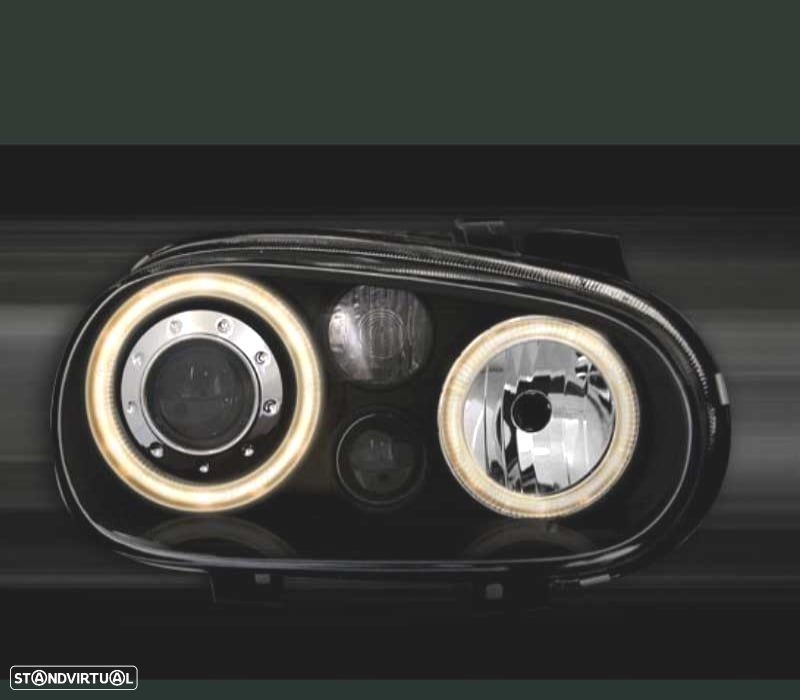 FARÓIS VOLKSWAGEN VW GOLF 4 ANGEL EYES LOOK R32 FUNDO NEGRO - 3