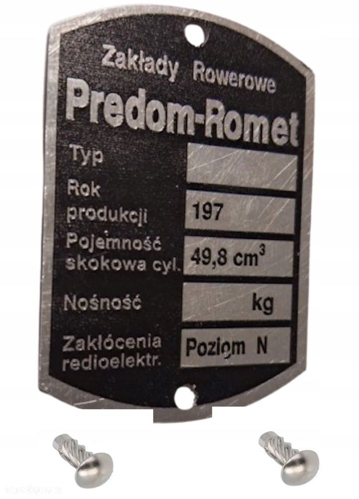 polska tabliczka znamionowa romet rometa motorynka komar ogar kadet