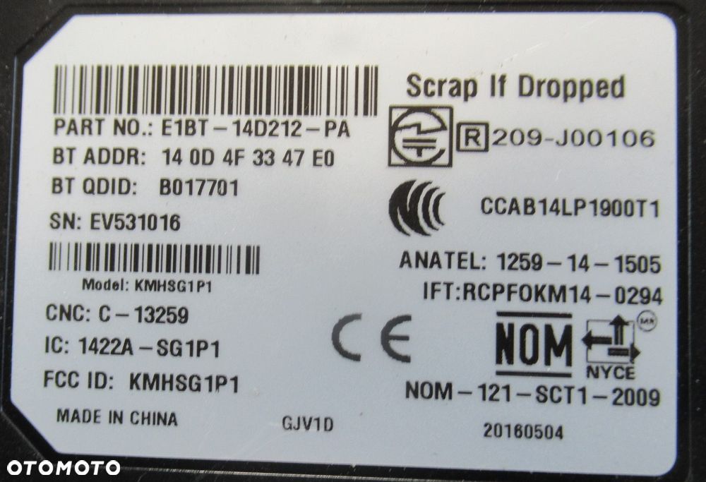 FORD FOCUS MK3 III LIFT MODUŁ STEROWNIK BLUETOOTH E1BT14D212PA - 2