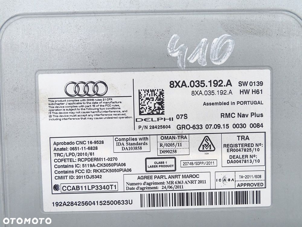 RADIO NAWIGACJA MMI MULTIMEDIA CD 2X KART SD AUDI A1 8X LIFT 8XA035192A - 3