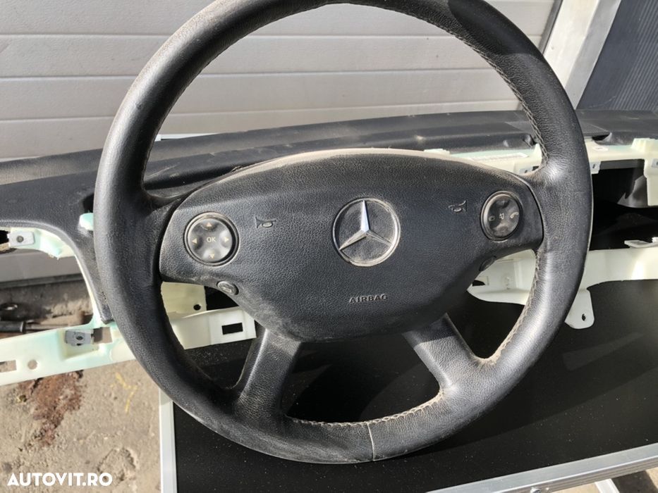 Plansa bord si airbag volan negru mercede S class s320cdi S500 w221 cl 500 w216 - 1
