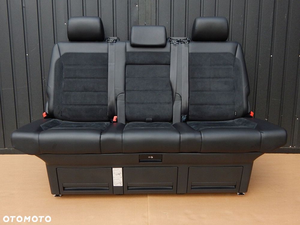 vw t6 t6.1 multivan fotel kanapa łóżko tył skóra alcantara czarna - 2