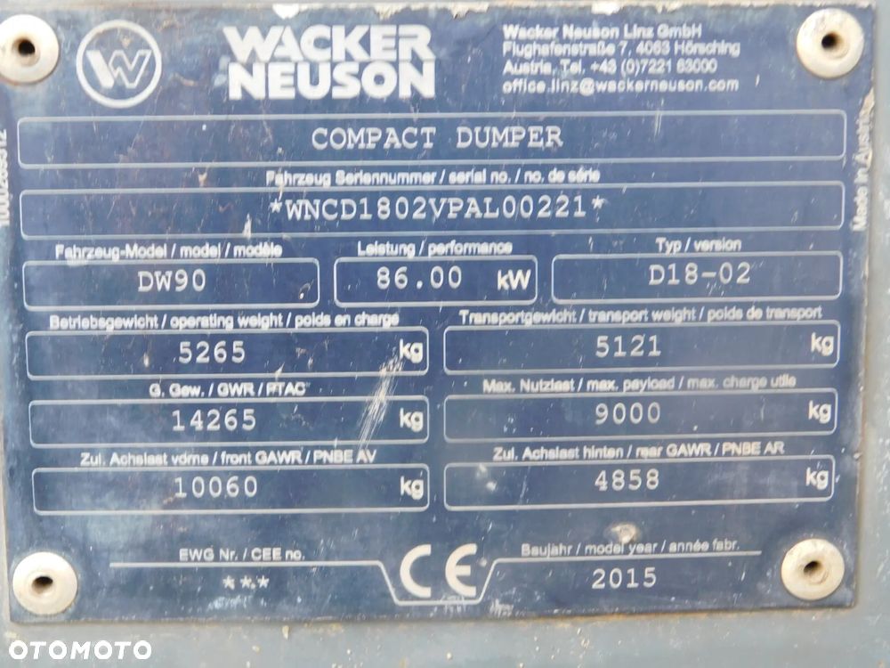 Wacker Neuson wozidło DW 90 silnik Deutz 137 KM - 3