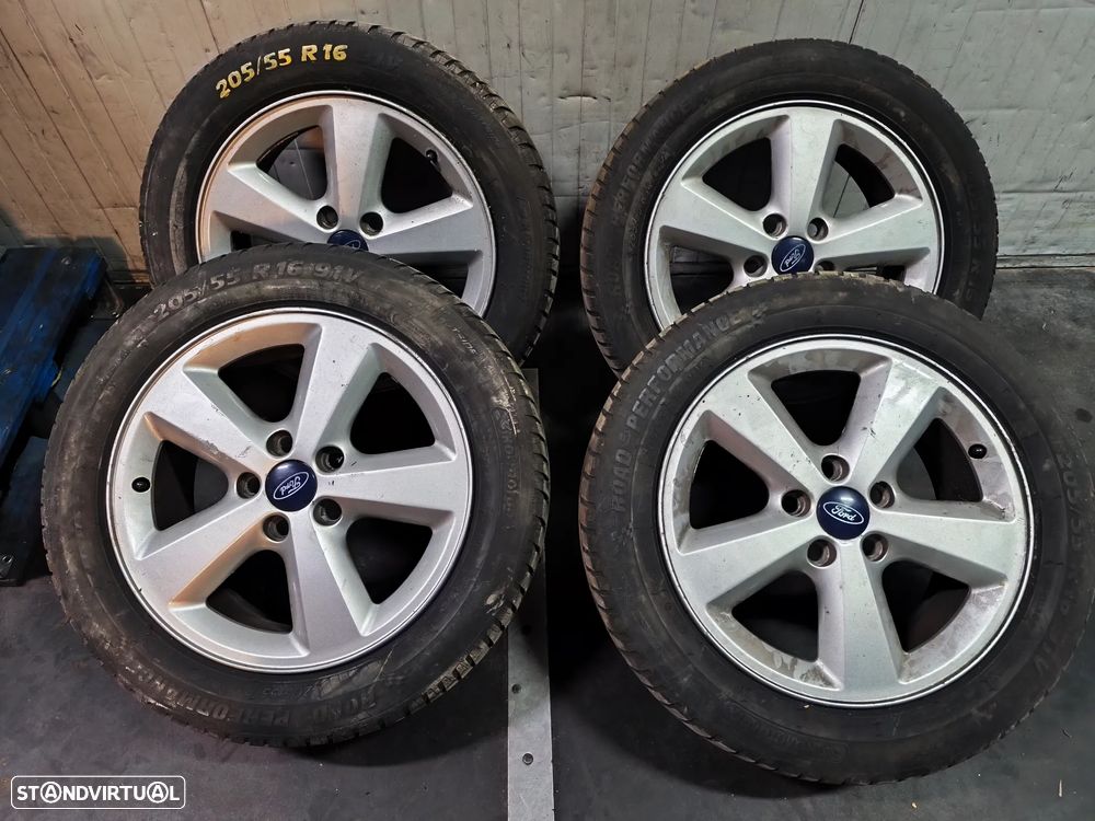 JOGO DE JANTES FORD FOCUS II 6.5JX16 COM PNEUS 205/55R16 4M51-EB - 1