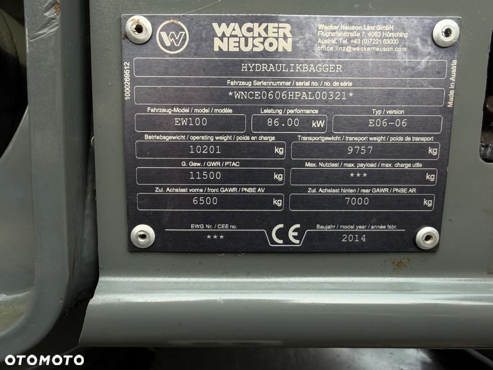 Wacker Neuson EW100 Koparka Kołowa 11 ton. NISKI PRZEBIEG.  3x łamane Ramię. Klima. Pompa ON. 2 Łyżki. Dodatkowe 3 sekcje Hydrauliczne. z upadłośći Norweskiej. Maszyna Jak Nowa z salonu! 2799 mtg. PERKINS silnik 130km. STABILIZATORY Klima. DEKRA 2026r. Książka serwisowa. Szybkozłącze Hydr. Skrętne ramie. Ani deka luzów i wycieków. Pełny Oryginał. Nie picowana na sprzedaż. OKAZJA - 21