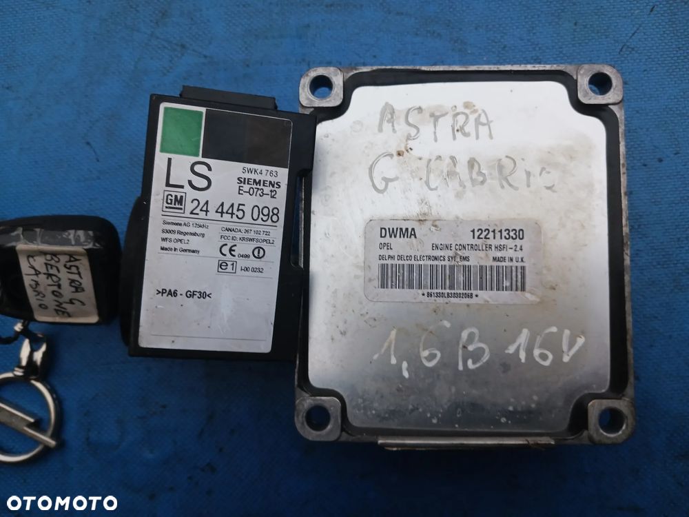Zestaw startowy do odpalenia Opel Astra G II Sterownik silnika 12211330 DWMA HSFI-2.4 Bertone 1.6XEP stacyjka Immo - 2
