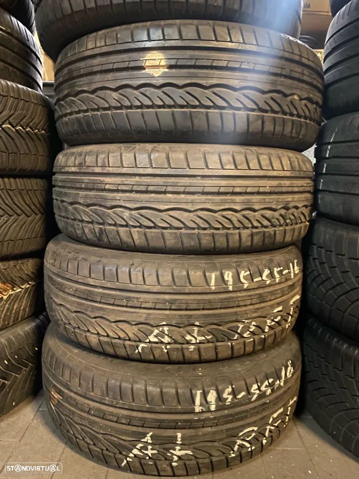 4 Pneus 195/55/16 Dunlop RFT (anti furo) com mais de 90% de piso - 1