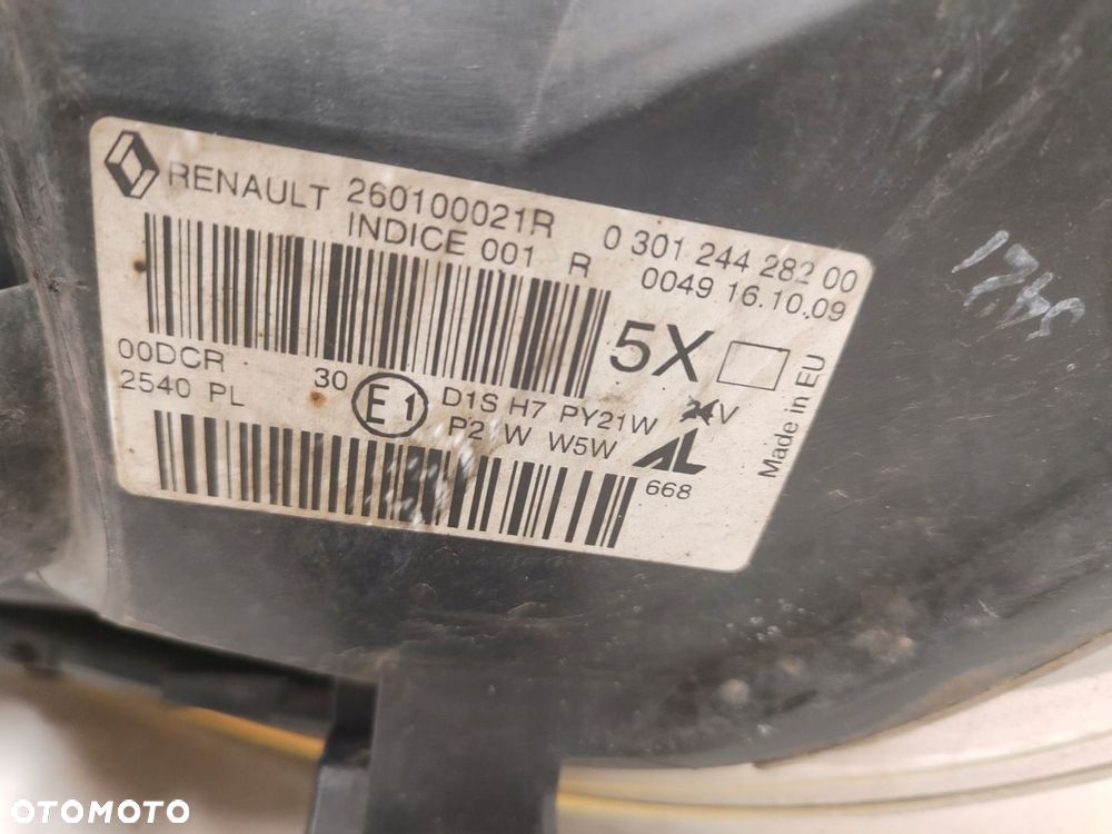 RENAUT MEGANE III XENON KOMPLET LAMP PRZÓD 26010002R, 260600021R - 11