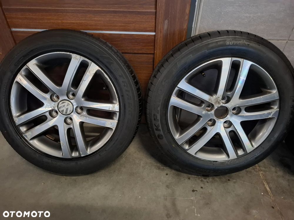 Alufelgi koła Volkswagen Golf VI rok 2011 rozmiar 16/ ET46 / 6,5J / 5x112 / 57,1 z oponami 205/55/R16 bieżnik opon 2x6 mm  2x5 mm nr 1k0601025BM - 2