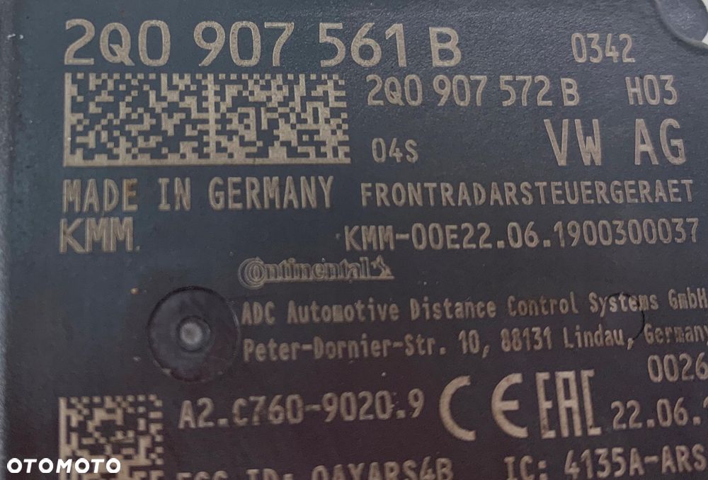 VW AUDI SKODA SEAT RADAR DISTRONIC ACC 2Q0907561A - 3