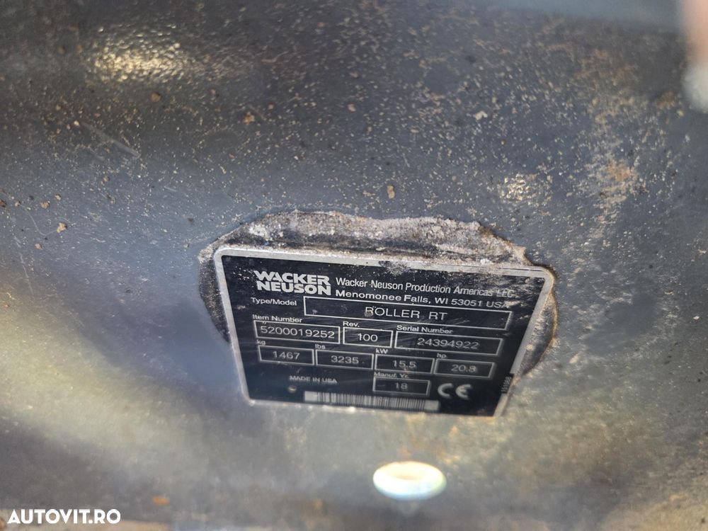 Wacker PICIOR DE OAIE 1,5t, RADICOMANDA, Wacker Neuson RTSC3, 2018, 518h, latime tambur 0,8m, lungime 1,9m, motor Kohler 20CP, Inaltime 1,2m, posibilitate leasing 2 ani, STARE FOARTE BUNA rulat in Germania-PROMOTIE 11.900 EUR+tva - 19