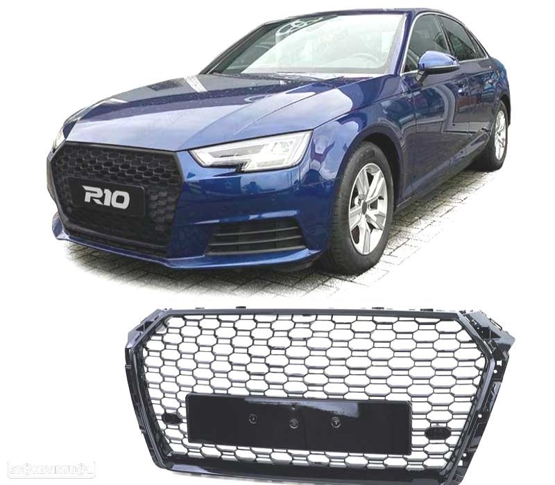 GRELHA FRONTAL AUDI A4 B9 15-19 LOOK RS4 PRETO BRILHANTE PDC - 1