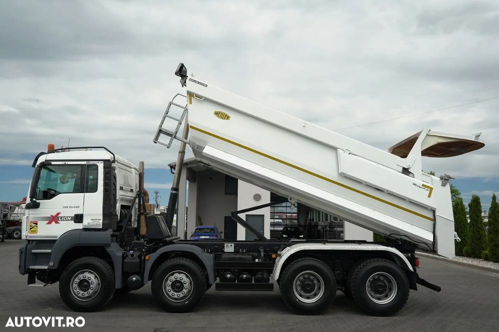 MAN TGS 35.460 / 8X4 / BASCULĂ SPATE / CLAPETĂ HIDRAULICĂ / MEILLER KIPPER / AUTOMAT / ANVELOPE 100% / PERDIERĂ ELECTRICĂ / EURO 6 - 3