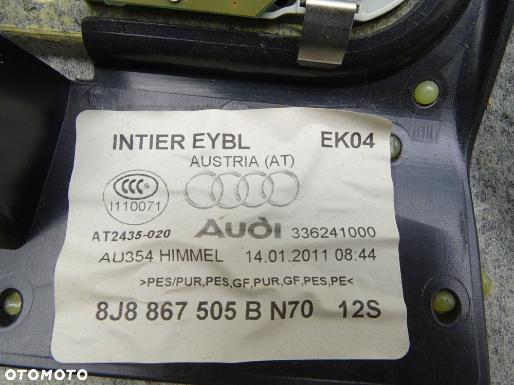 Podsufitka słoneczka lampka osłona słupka komplet 8j8867505b audi tt 8j - 11