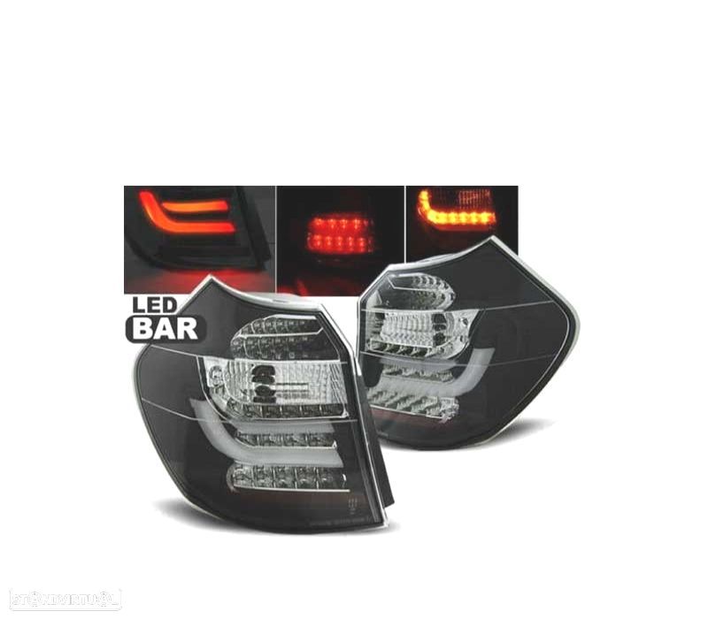FAROLINS TRASEIROS LED BMW E81 E87 07-11 BARRA LED PRETA - 2