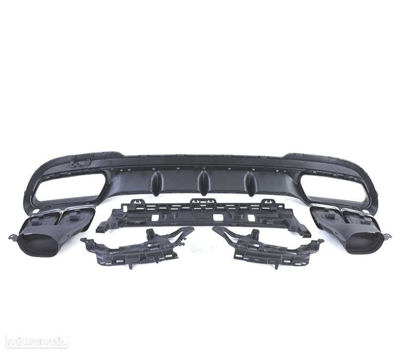 DIFUSOR MERCEDES CLASE E W212 SEDAN 13-16 LOOK AMG + PONTEIRAS DE ESCAPE CROMADAS - 2