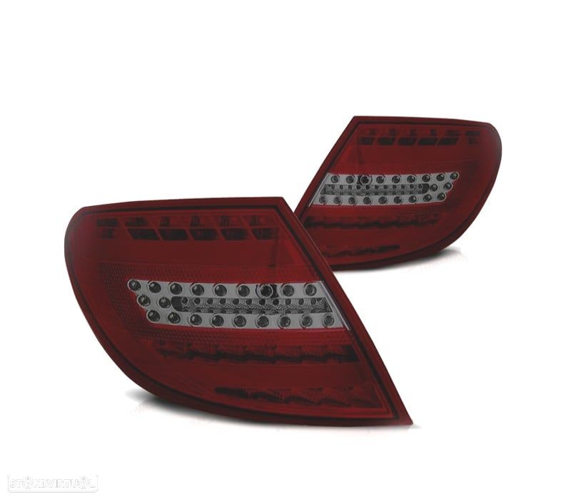 FAROLINS TRASEIROS PARA MERCEDES CLASSE C W204 07-11 LIGHT BAR VERMELHO FUMADO - 1