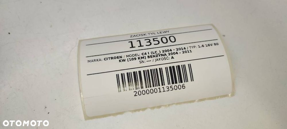 ZACISK TYŁ LEWY HAMULEC CITROEN C4 I VTS 3D 5D - 4