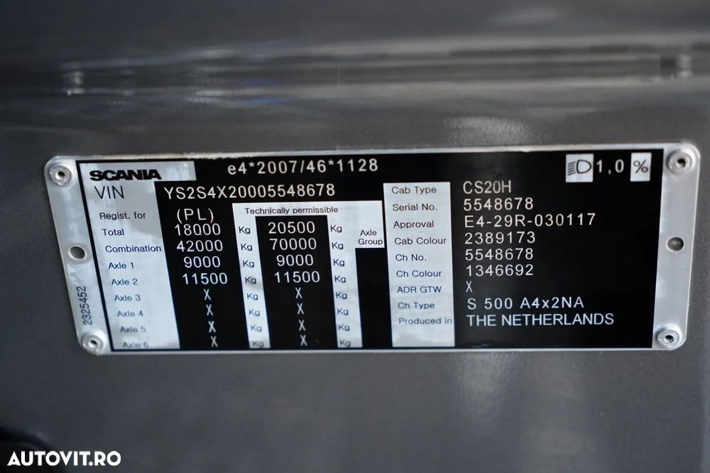 Scania S 500 / RETARDER / I-PARK COOL / JANTE DIN ALIAJ / PIELE / ANVELOPE 100% - 38