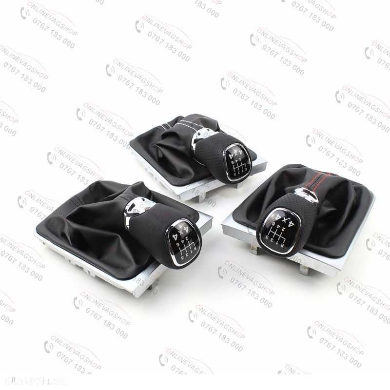 Nuca schimbator piele 4x4 Passat B6,CC,3C,B7 in 5 sau 6 viteze cu manson - 2