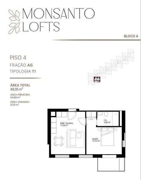 T1 Novo Varanda e garagem - Monsanto Lofts _T1 Paranhos - Grande imagem: 2/7