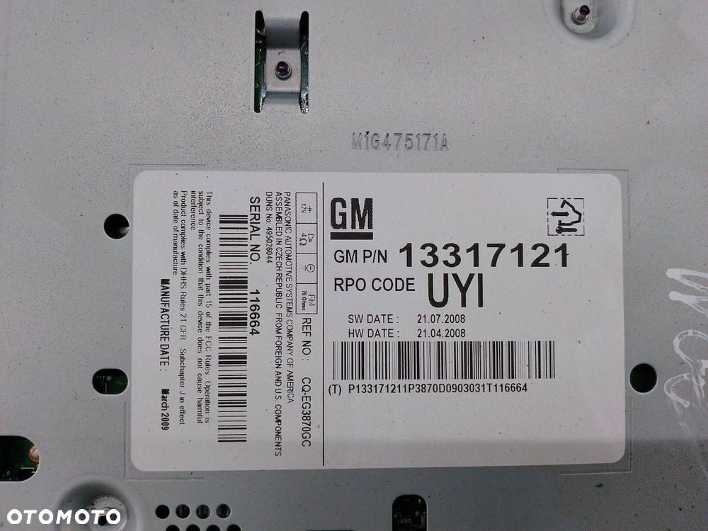 RADIO FABRYCZNE OPEL INSIGNIA A 13317121 13273254 13223792F - 2