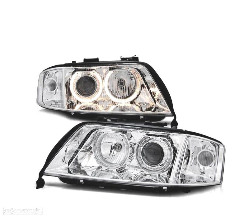 FARÓIS XENON AUDI A6 4B 01-04 FUNDO CROMADO - 1