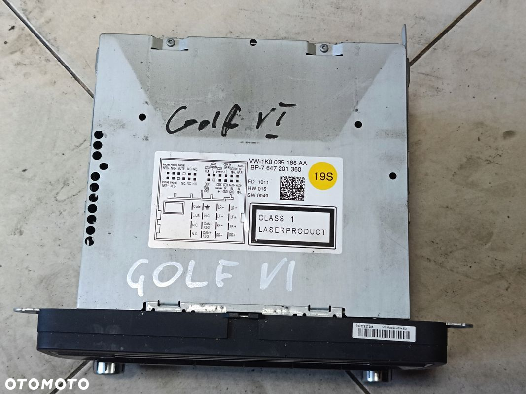 VW GOLF VI CD RADIO 1K0035186AA - 3