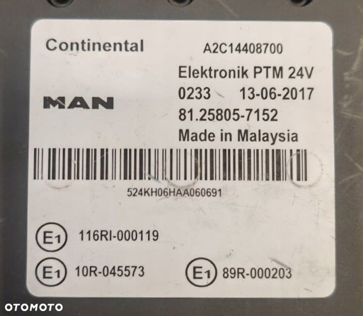STEROWNIK / KOMPUTER / MODUŁ PTM 24V MAN TGX TGS 81258057152 - 4