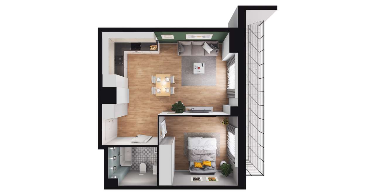 2-pokojowe mieszkanie 44m2 + balkon Bez Prowizji - Pełny obrazek: 3/8