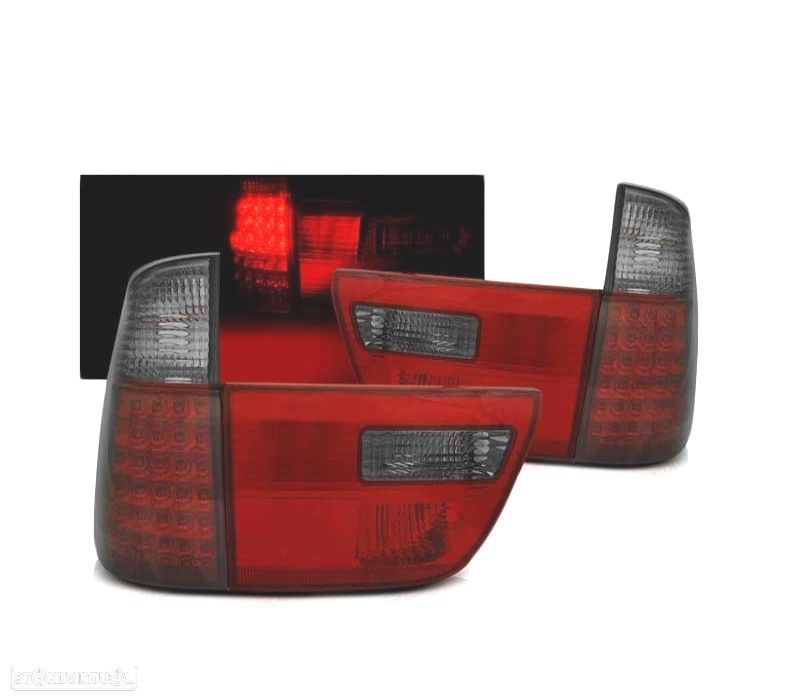 FAROLINS TRASEIROS LED BMW X5 E53 99-03 RED SMOKED VERMELHO FUMADO ESCURECIDO - 1