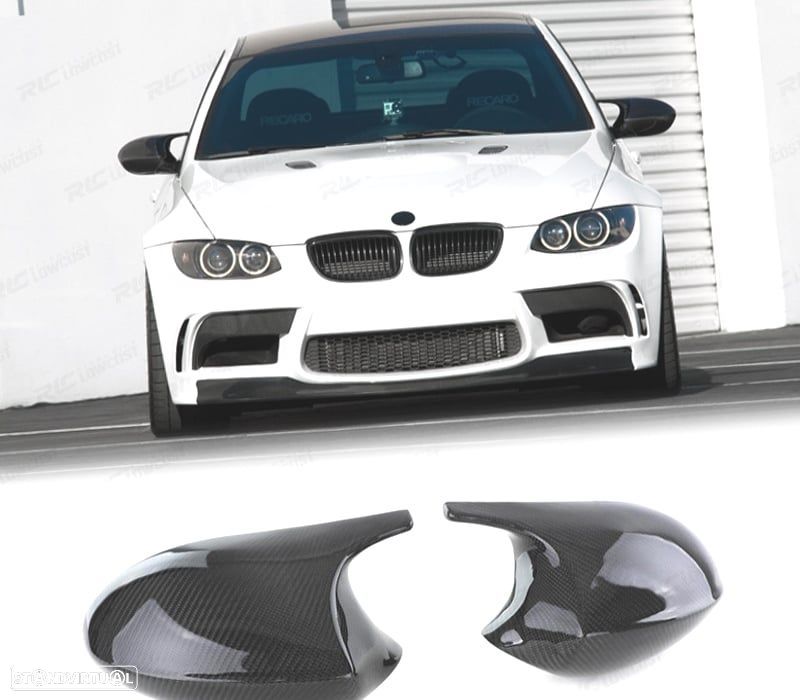 CAPAS DE ESPELHOS RETROVISORES BMW E92 E93 PRE-LCI 06-09 LOOK M3 CARBONO - 1