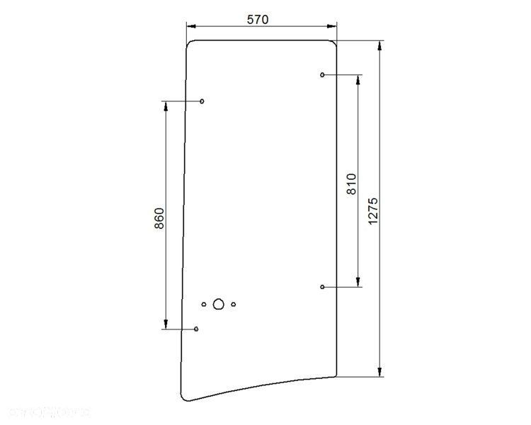 Szyba Szyby CAT C i D zielona 1275x570 7 otworów nr 8 - 2