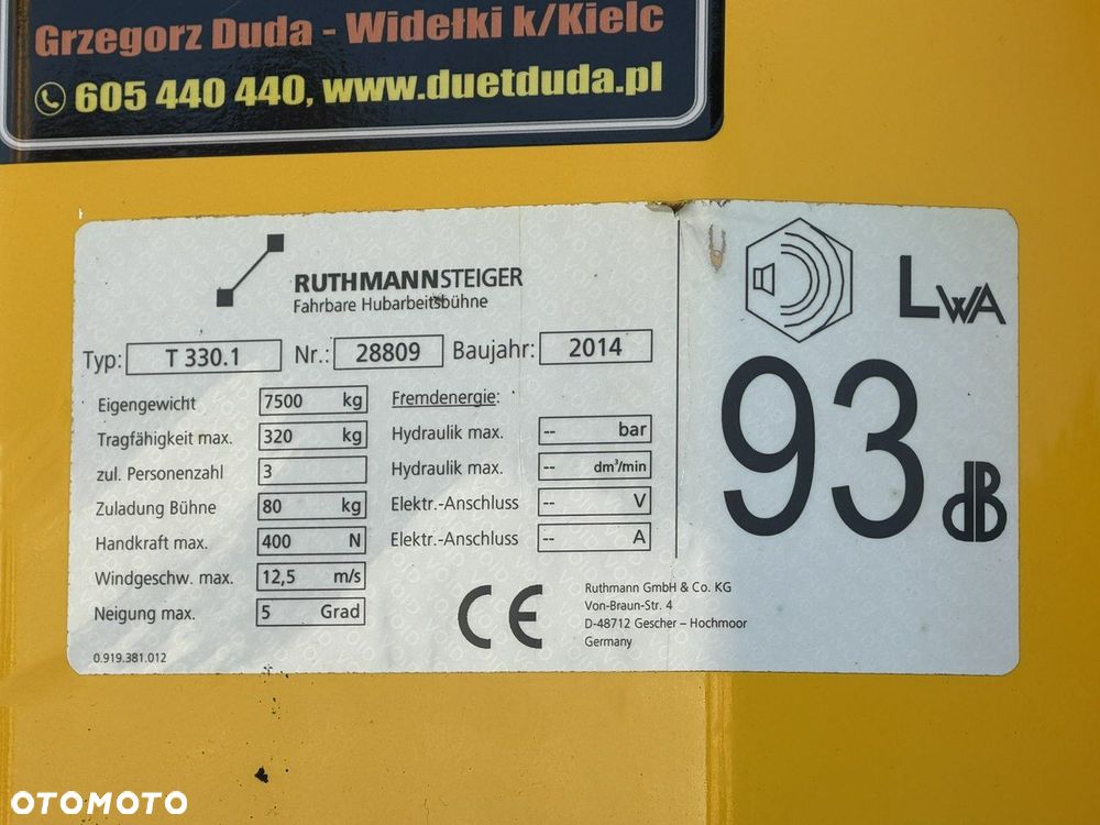 MAN TGL 7.150 Zwyżka Ruthmann T330 33-Metry w bok 21m Mały przebieg - 9