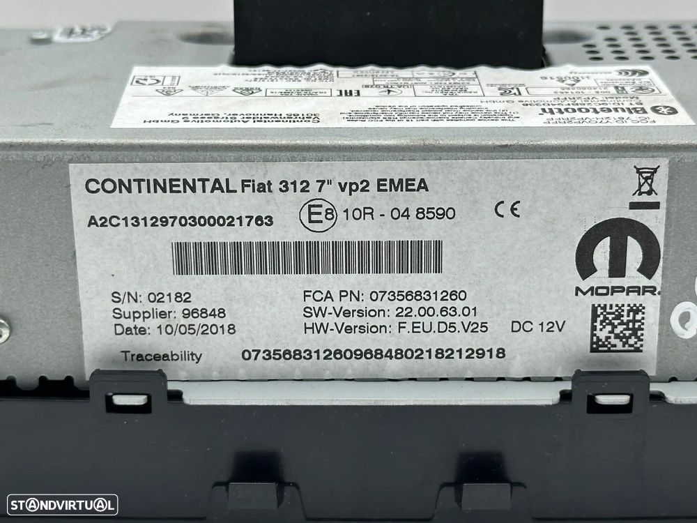 Ecrã / Display Rádio - Fiat 500 (2018) - 4